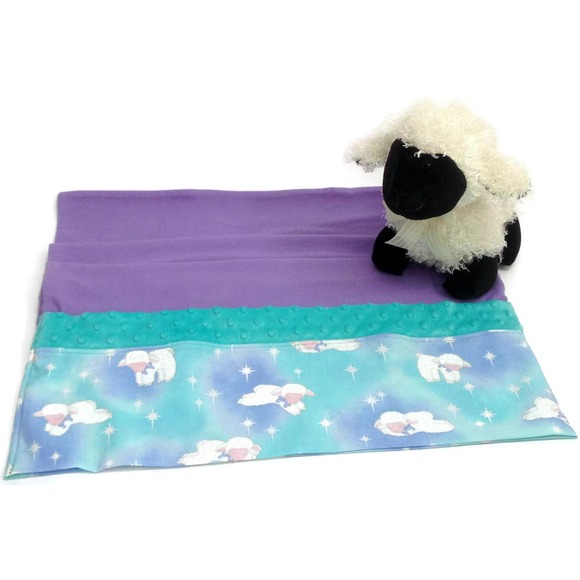 Novelty Pillowcase Bundle: Sleepy Lamb Print with Cozy Soft Plush Curly Lamb - Picture 1 of 4